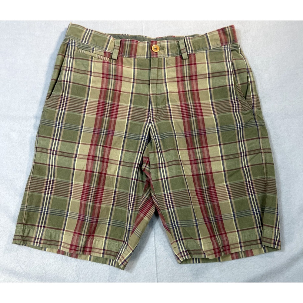 Banana Republic Shorts Mens Size 30 Flat Front Slash Pockets‎ Plaid Golf Chino